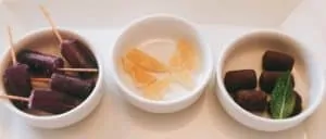 Hibiscus Popsicles, Candied Ginger & Chocolate at Annisa Restaurant NYC