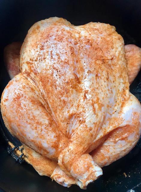 marinated  air fryer whole chicken - uncooked