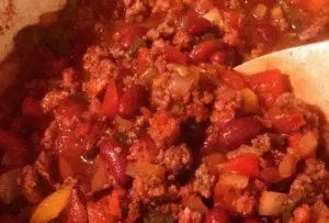 ground beef and andouille sausge chili