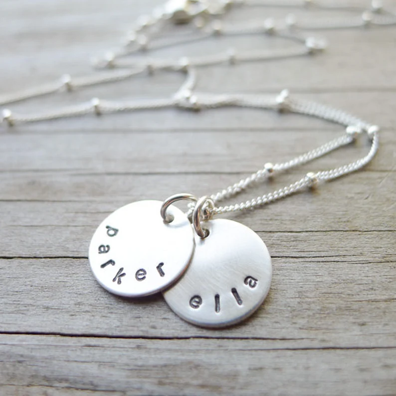 Personalized Mini Mom Necklace with children name discs